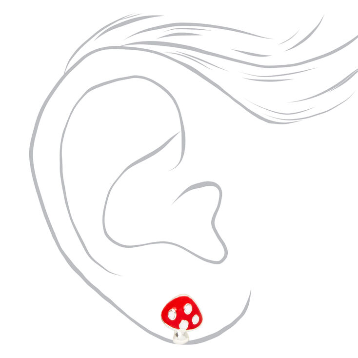 Red Mushroom Stud Earrings,