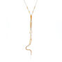 Gold Bar Long Multi Strand Necklace - White,