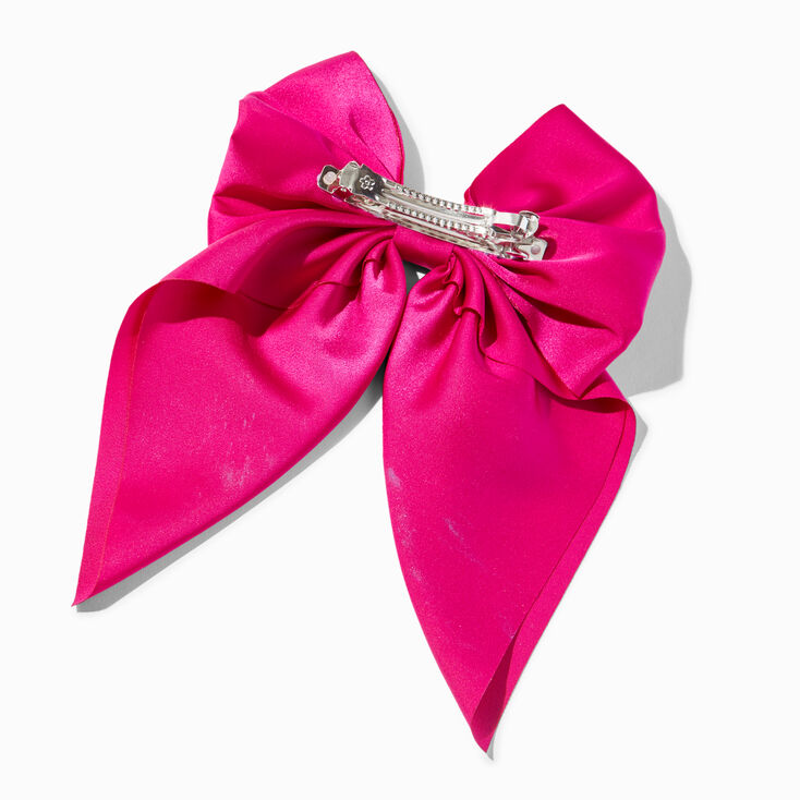 Hot Pink Satin Bow Barrette Hair Clip
