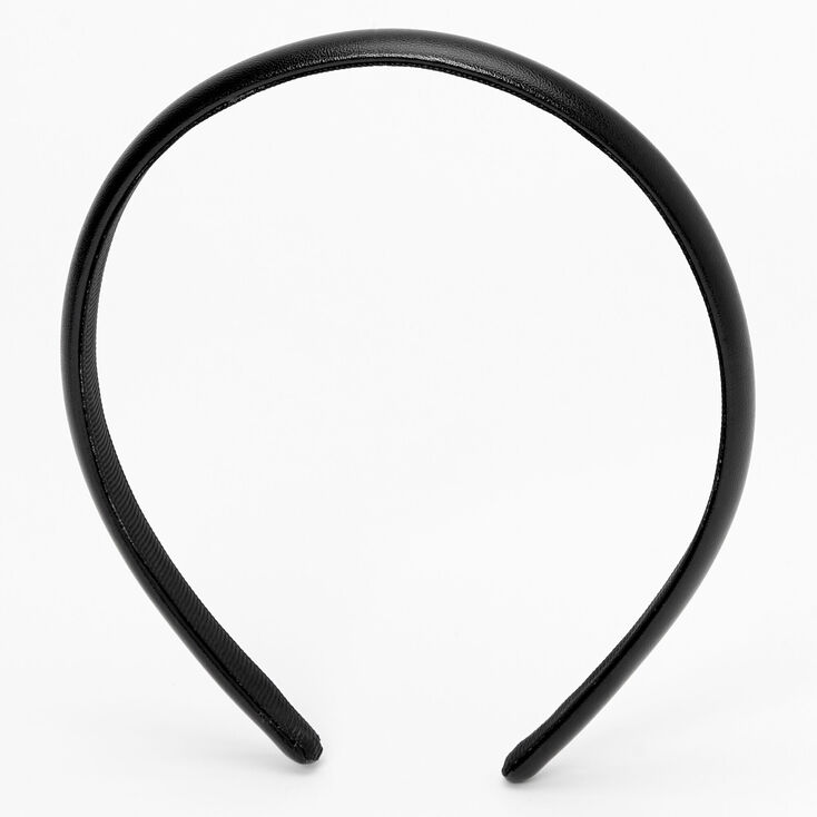 Black Faux Leather Thin Headband,