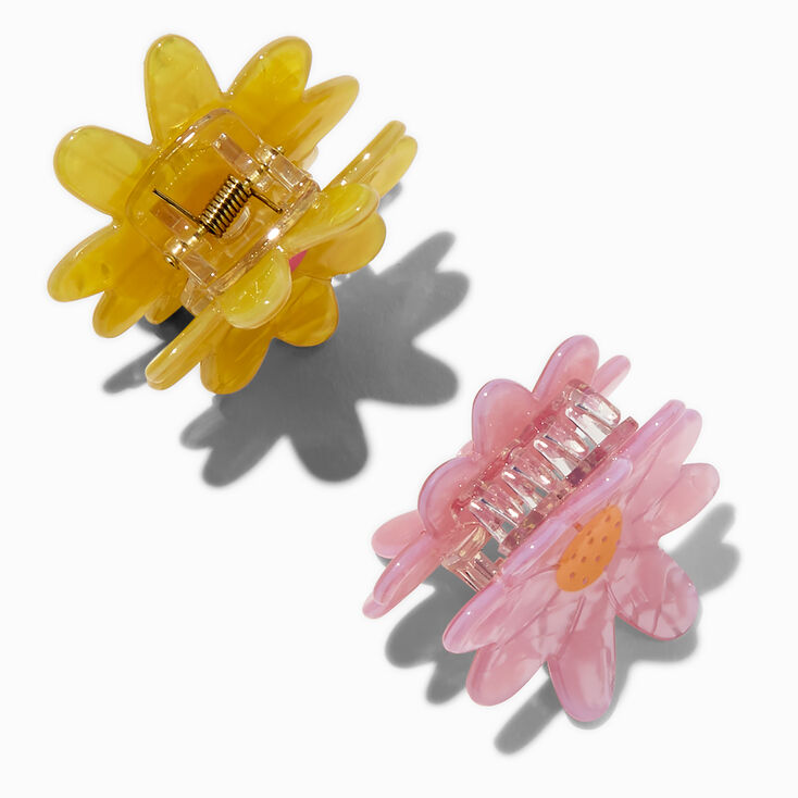 Pink &amp; Yellow Daisy Flower Hair Claws - 2 Pack,