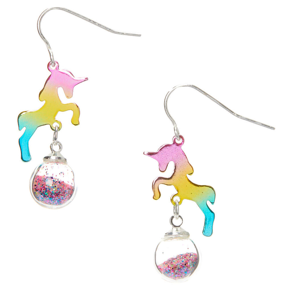 Details about   Claire’s Rainbow Metallic Unicorn Dangle Earrings Jewelry Lot Sensative Sol 