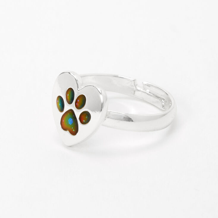 Paw Print Mood Ring - Silver,