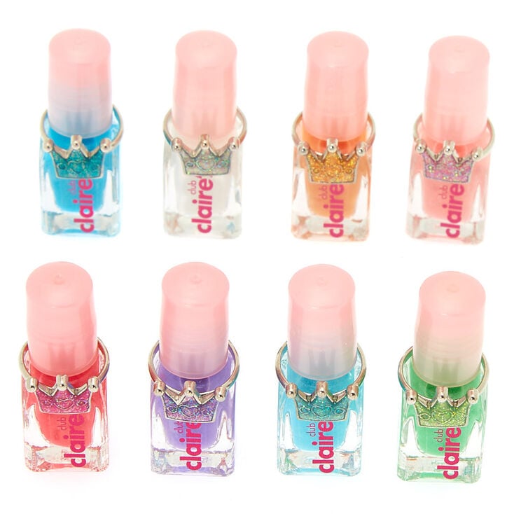Claire&#39;s Club Nail Polish &amp; Crown Rings Set - 8 Pack,