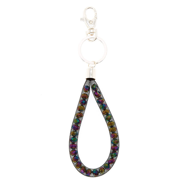 Mesh Crystal Loop Keychain Bracelet - Black,