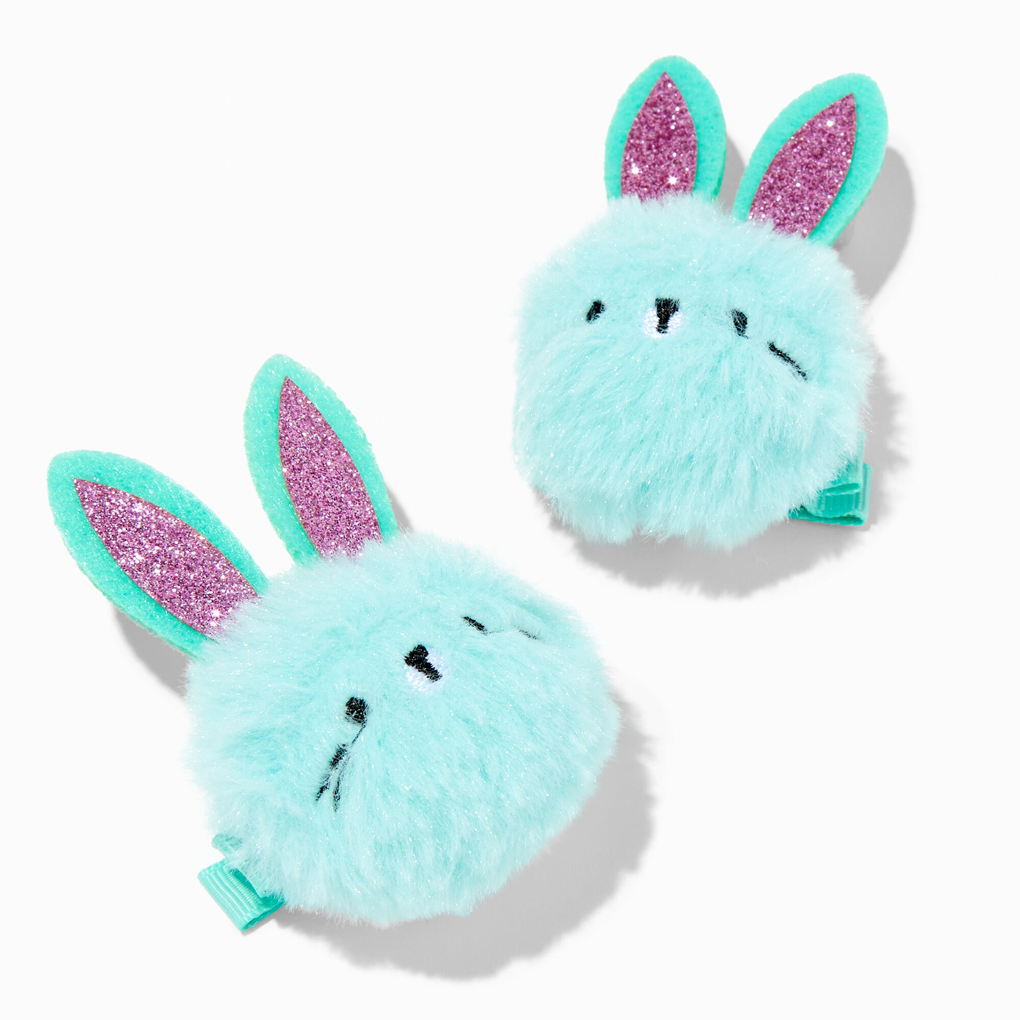 Claire's Club Blue Bunny Pom Hair Clips - 2 Pack,