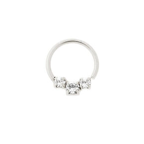 Sterling Silver 22G Crystal Cartilage Hoop Earring,