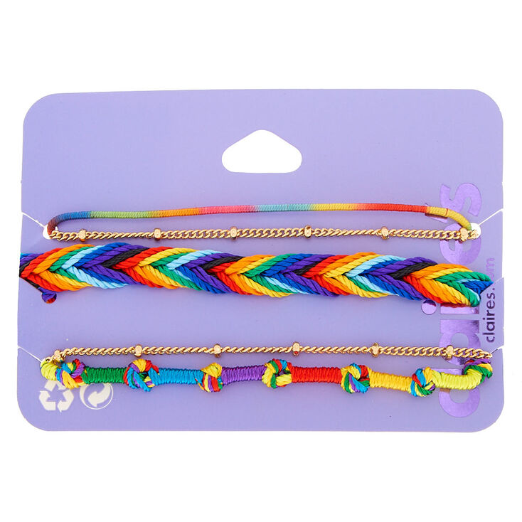 Rainbow Threaded Friendship Bracelets - 5 Pack,