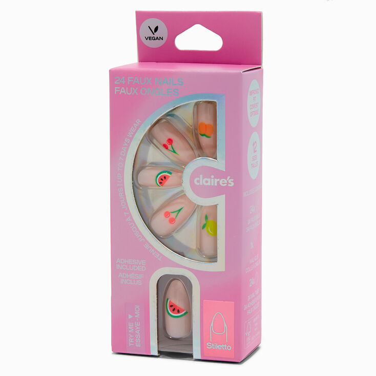 Multi Fruit Stiletto Vegan Faux Nail Set - 24 Pack,