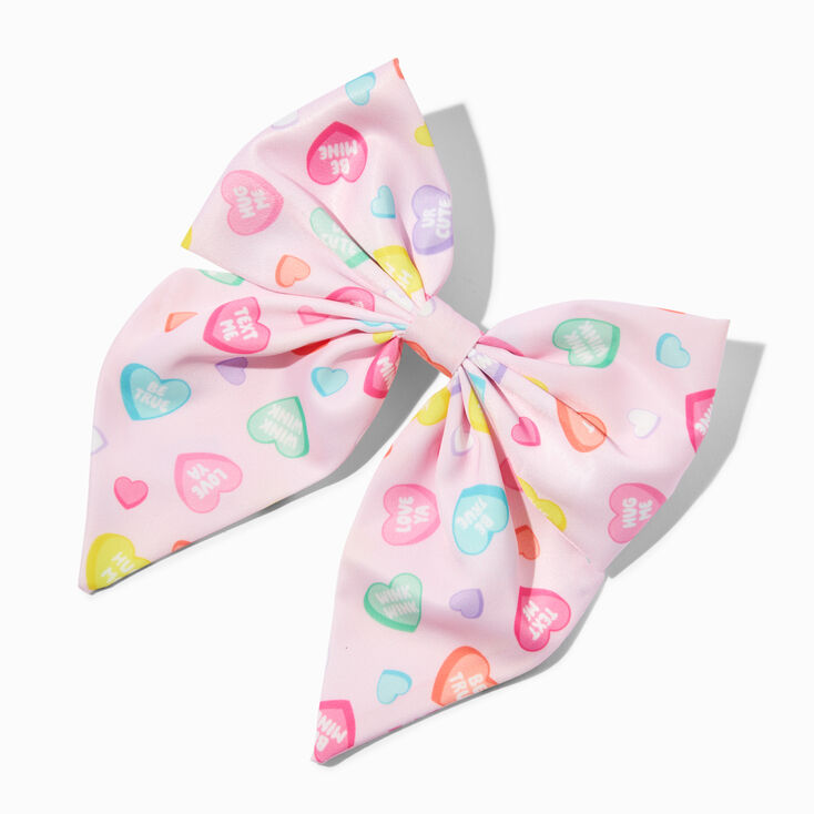 Valentine&#39;s Day Candy Hearts Hair Bow Clip,