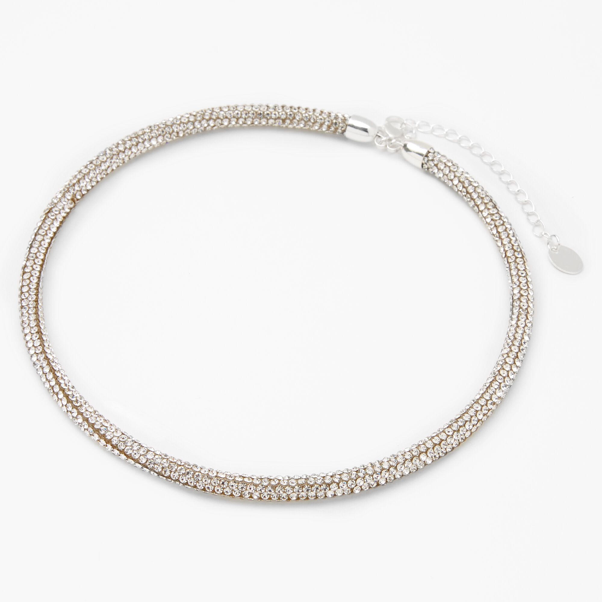 Silver Embellished Coiled Choker Necklace,
