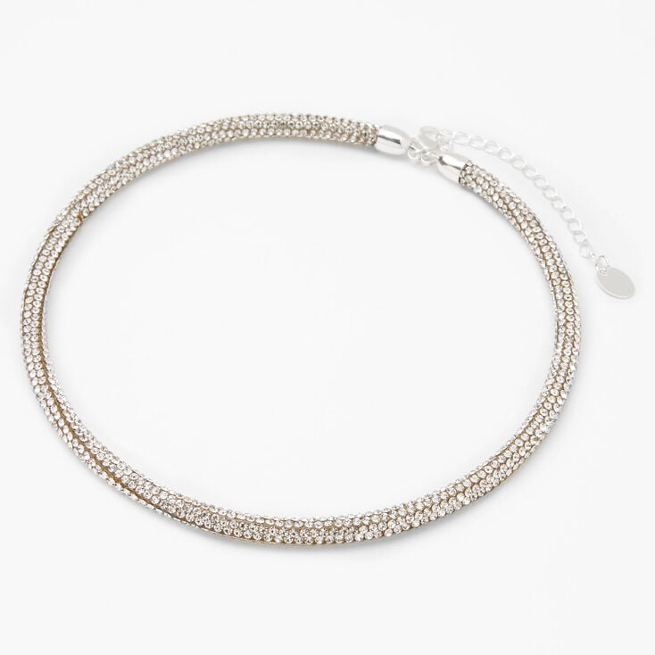 Silver Embellished Coiled Choker Necklace,
