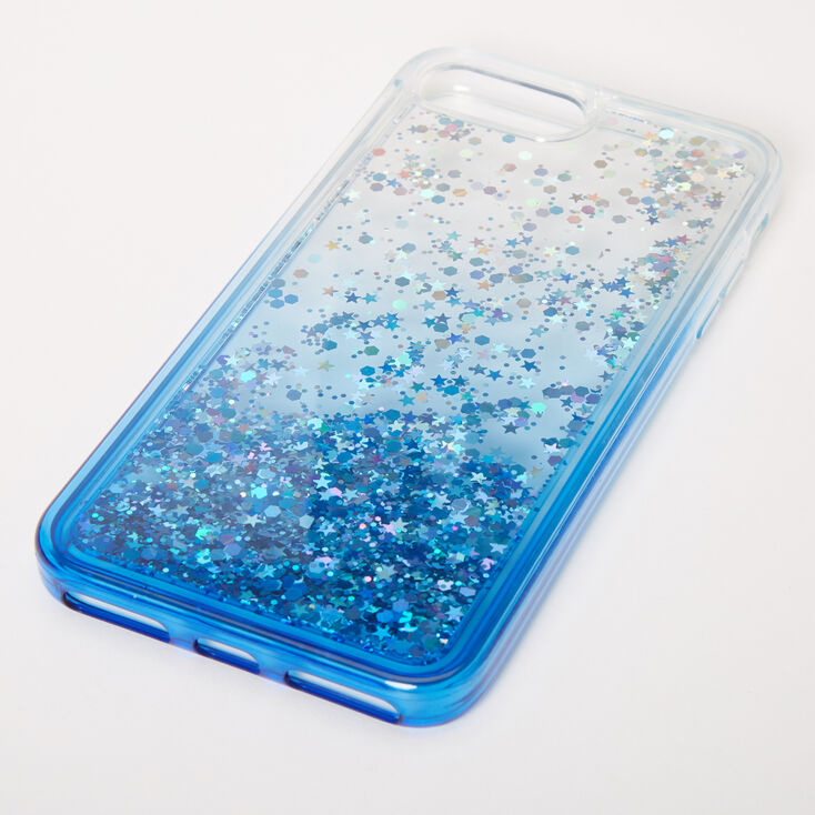 Blue Glitter Star Liquid Fill Phone Case - Fits iPhone 6/7/8 Plus,