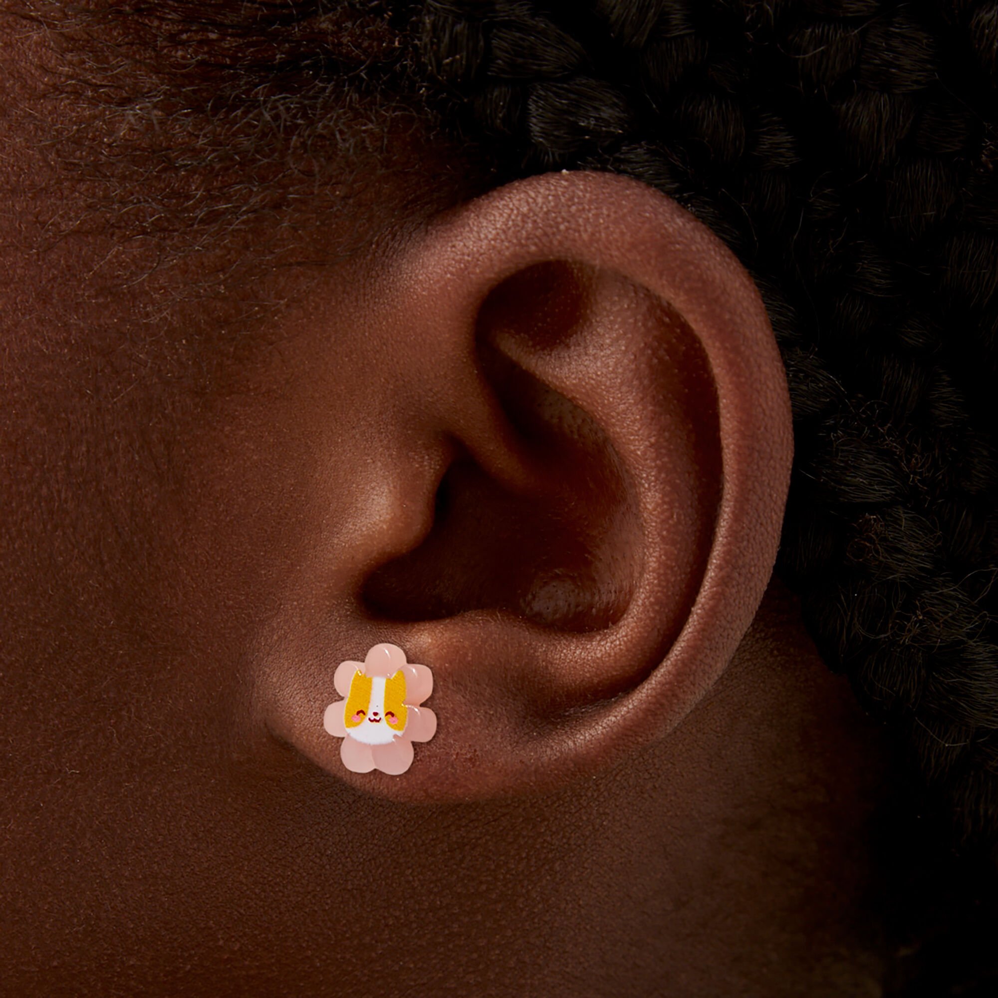 Glow in the Dark Flower Cat Stud Earrings,