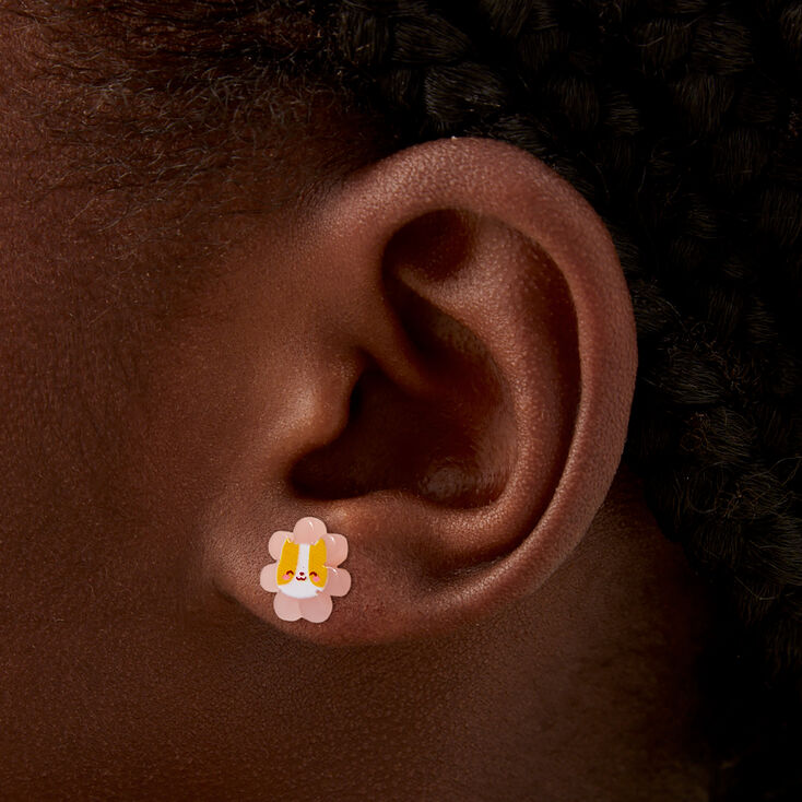 Glow in the Dark Flower Cat Stud Earrings,