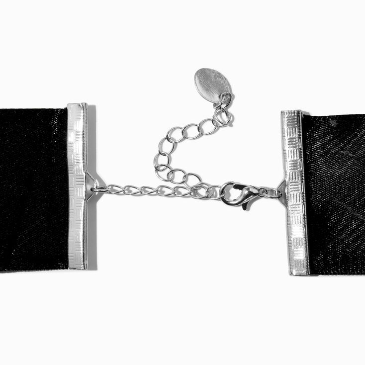 Black Ribbon &amp; Pearl Choker Necklace,