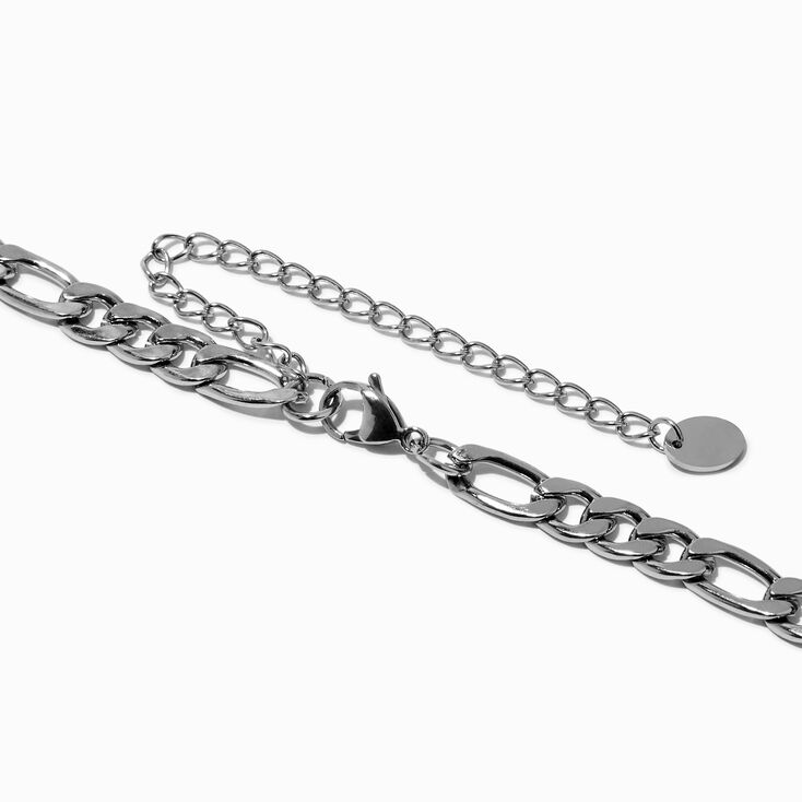 Silver-tone Stainless Steel 8MM Figaro Chain Necklace,