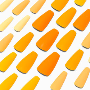 Monochromatic Orange Squareletto Vegan Faux Nail Set - 24 Pack,