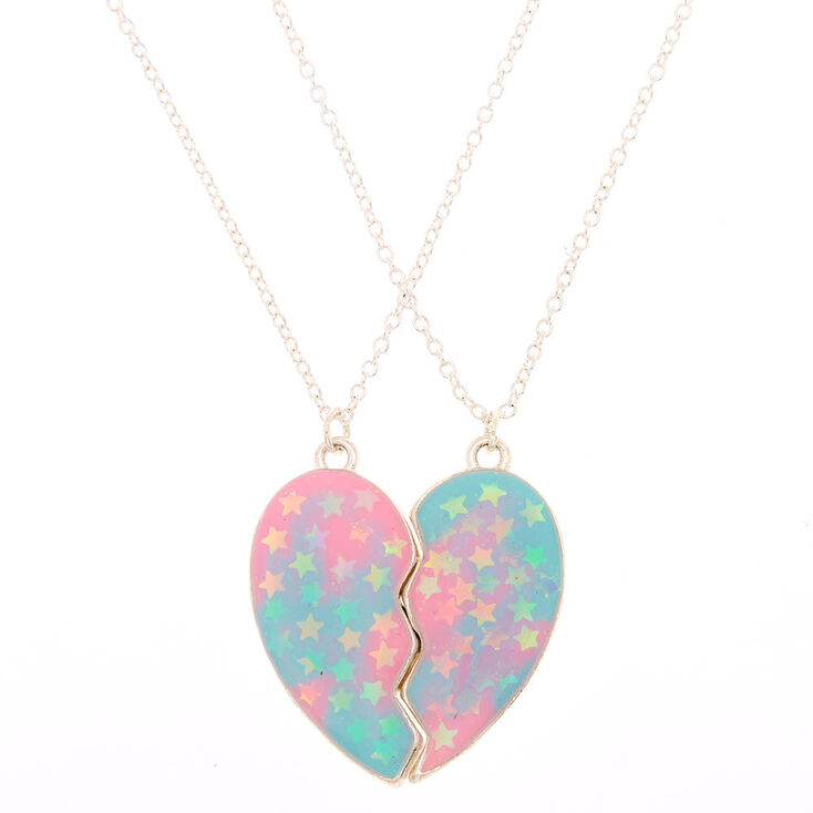 Claire's Lot de 2 colliers best friends à pendentif cœur pastel