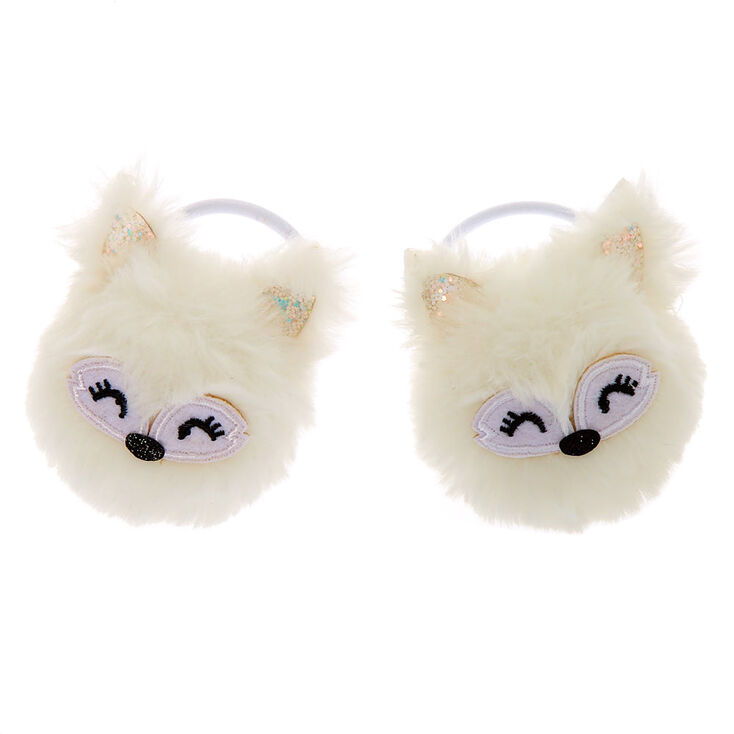 Hallie The Husky Pom Pom Hair Ties White 2 Pack Claire S Us