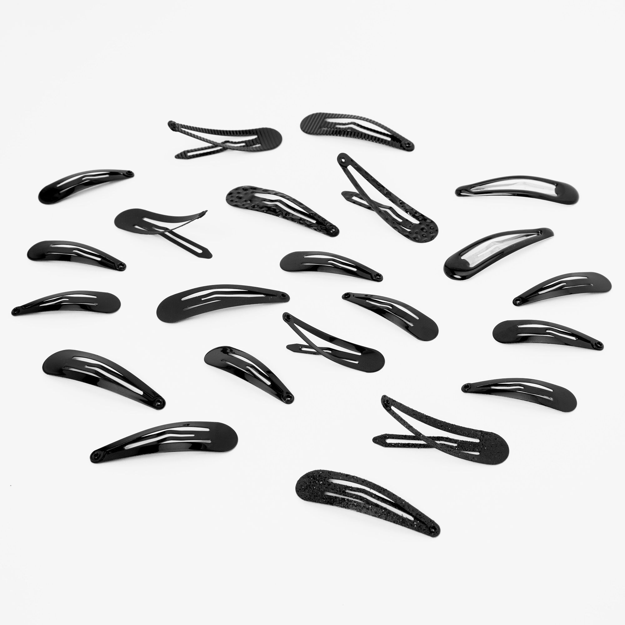 Multi Size Snap Hair Clips - Black, 22 Pack,