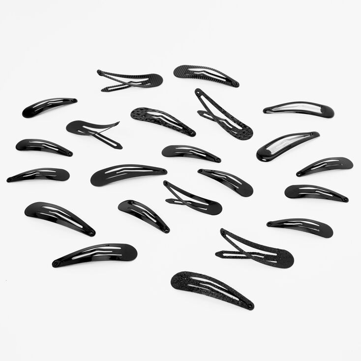 Multi Size Snap Hair Clips - Black, 22 Pack,