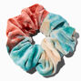 Chouchou en velours d&#39;imitation effet tie-dye moyen bleu et rouille,