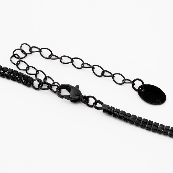 Black Twisted Rhinestone Y-Neck Pendant Necklace,