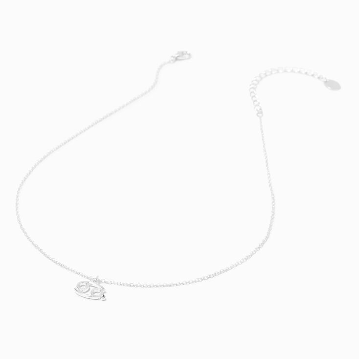 Silver Cystal Zodiac Symbol Pendant Necklace - Cancer,