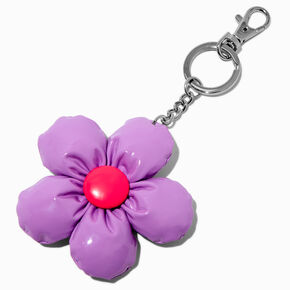 Purple Daisy Puffy Keychain,