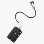 Faux Pearl Quilted Lanyard - Black,