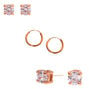 18kt Rose Gold Plated Cubic Zirconia Earring Set - 3 Pack,