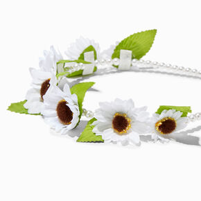 White Daisy &amp; Pearl Floral Headband,