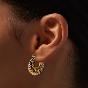 Gold-tone Crescent Hoop Earrings,
