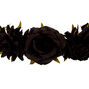 Glitter Rose Flower Crown Headwrap - Black,