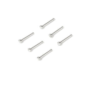 Silver 20G Stone Nose Studs - Clear, 6 Pack,