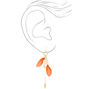 Gold 4.5&quot; Shell Feather Drop Earrings - Coral,