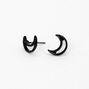 Black Open Moon Stud Earrings,
