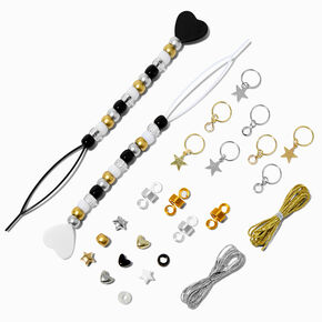 Black &amp; Gold-tone Beaded DIY Hair Set ,