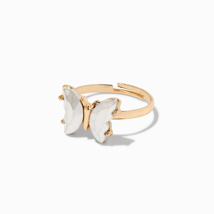 Butterfly Birthstone Gold Adjustable Ring - June,