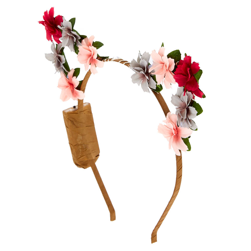 Light Up Pink Flower Cat Ear Headband,