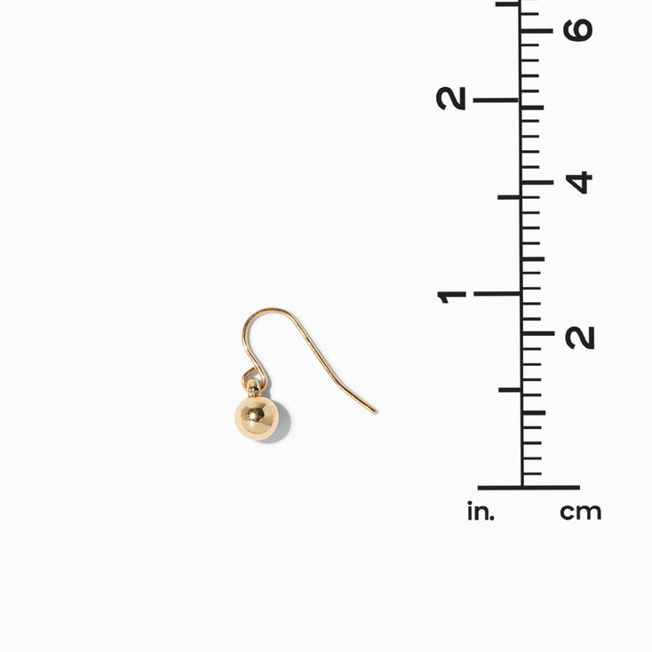 Gold 1&#39;&#39; 8MM Ball Drop Earrings,
