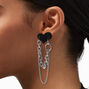 Black Heart Chain Link 3&quot; Drop Earrings ,