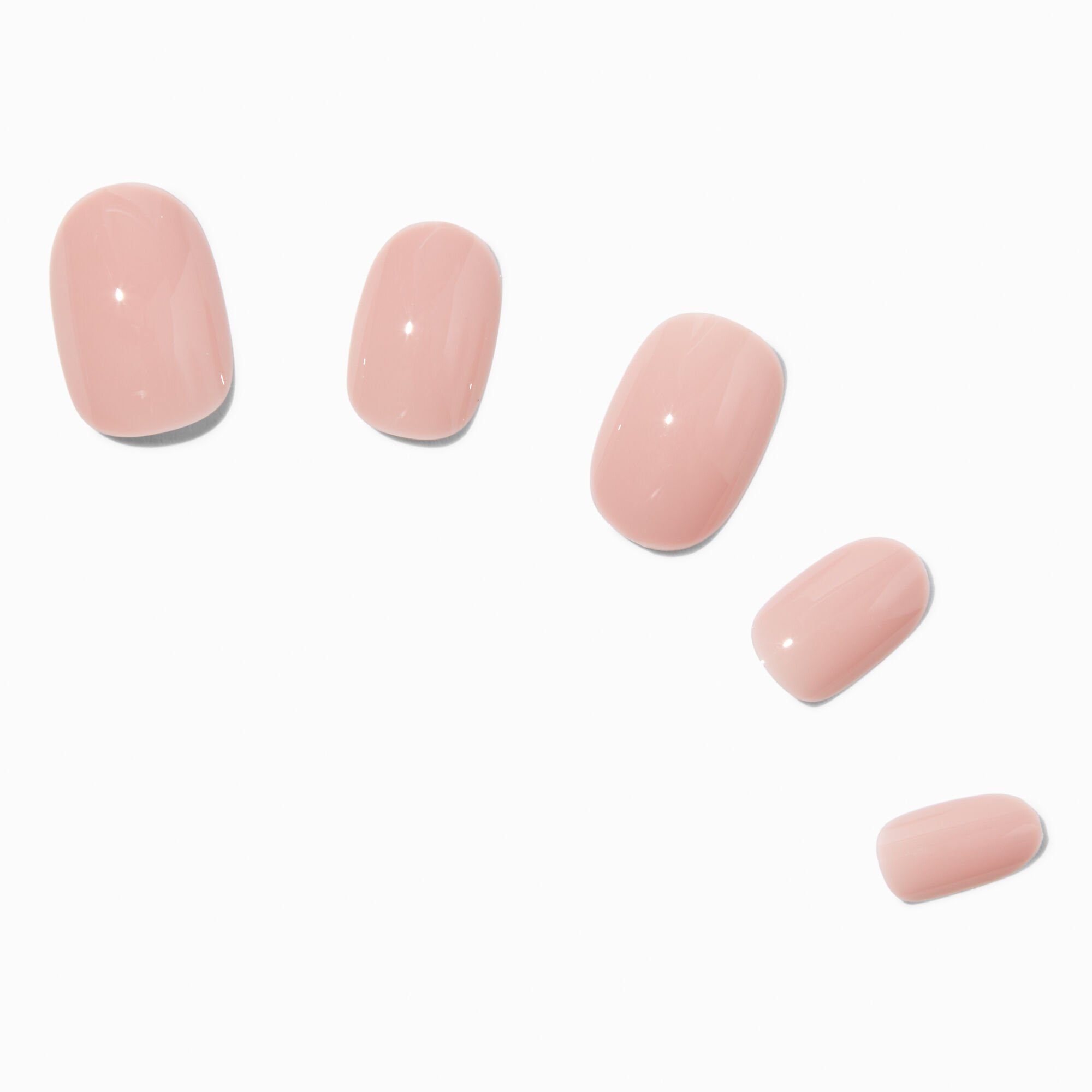 Faux ongles vegan ovales de taille moyenne brillants nude clair - Lot de 24,