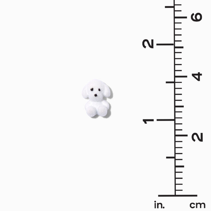White Fuzzy Puppy Stud Earrings,
