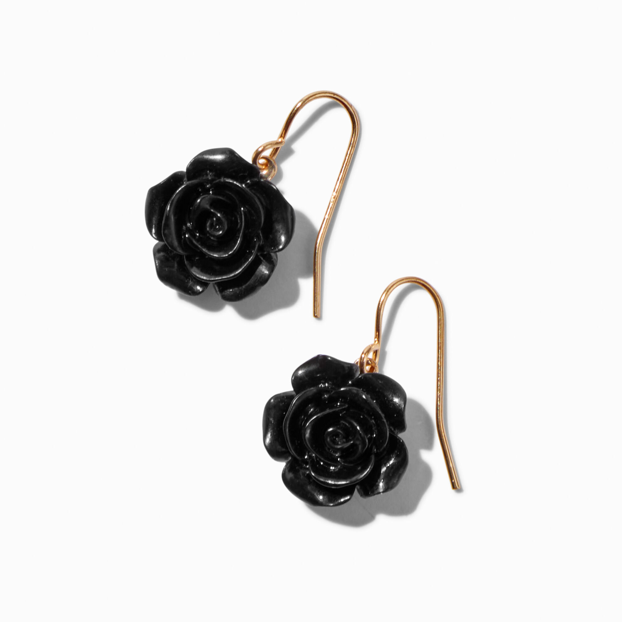 View Claires Carved Rose 05 Drop Earrings Black information