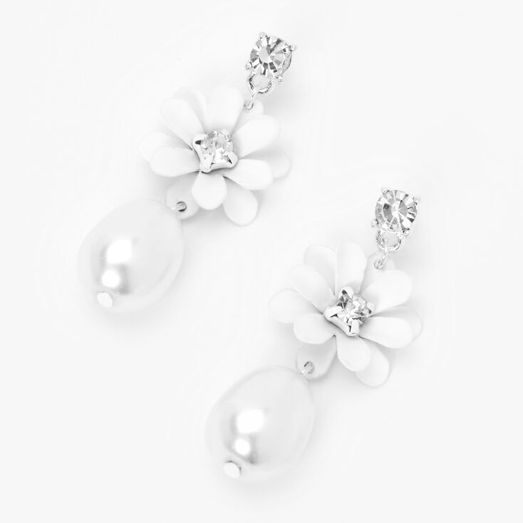 Whimsical Flower 1.5&quot; Pearl Drop Earrings,