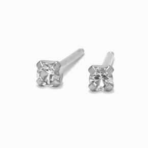 Stainless Steel 2mm Crystal Studs Ear Piercing Kit with After Care Lotion,