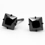 Black Titanium Cubic Zirconia Square Stud Earrings - 5MM,