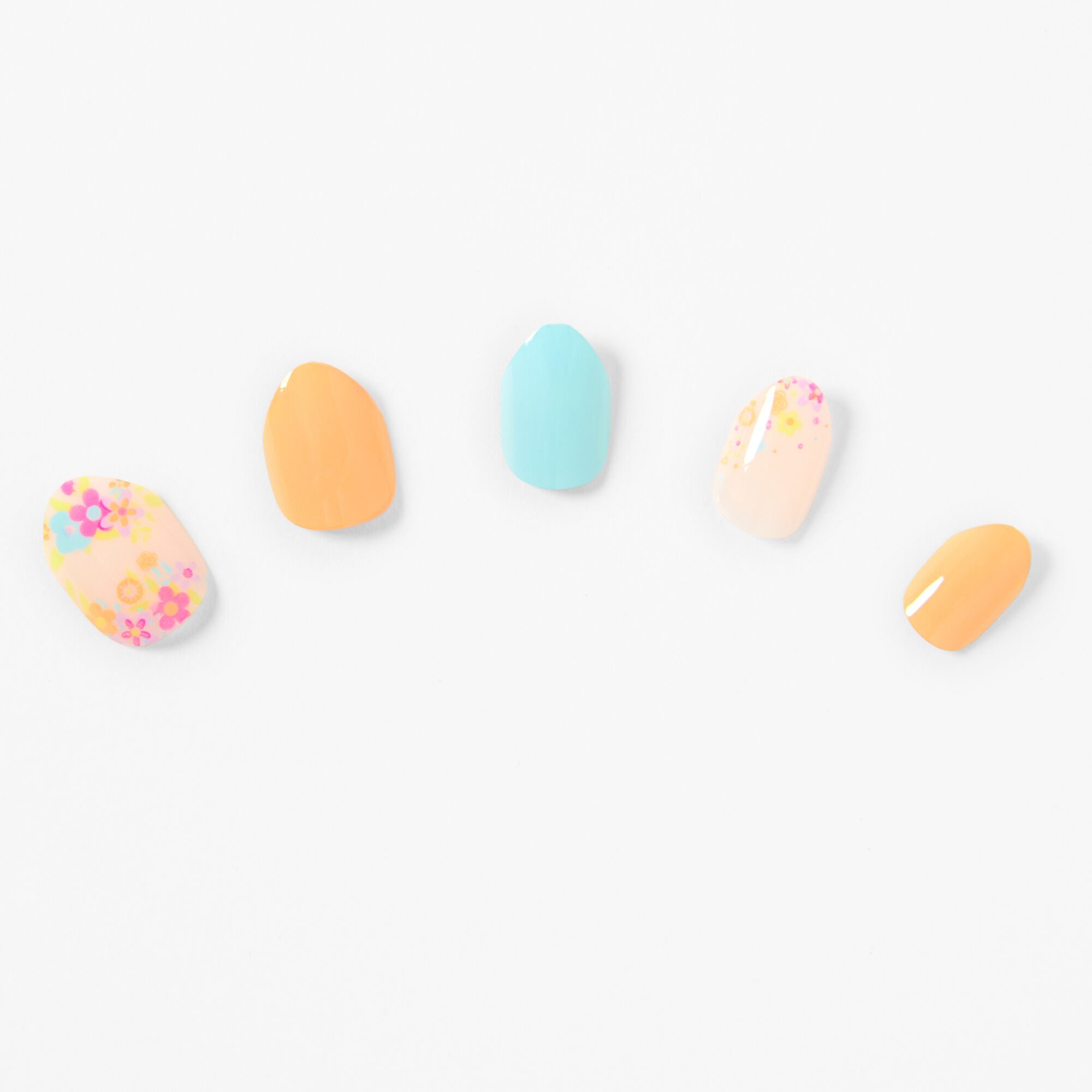 Mint Flower Stiletto Vegan Press On Faux Nail Set - 24 Pack,